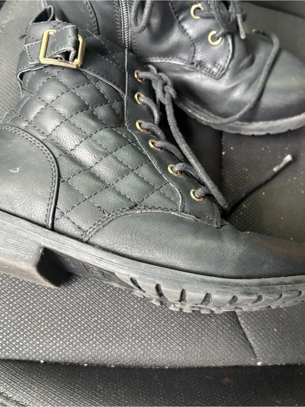 The Children's Place Black Quilted Lace-Up Kids Boots